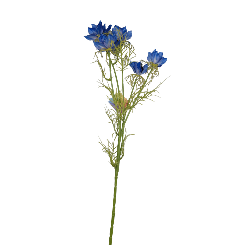 Gałązka Sztucznych Kwiatów – Niebieska 5 Główek, Dekoracyjna 66 cm