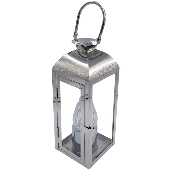 Lampion Nagrobny Metalowy z Szybkami – Złoty / Srebrny