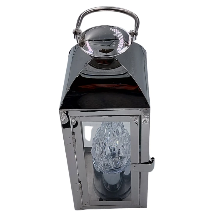 Lampion Nagrobny Metalowy z Szybkami – Złoty / Srebrny