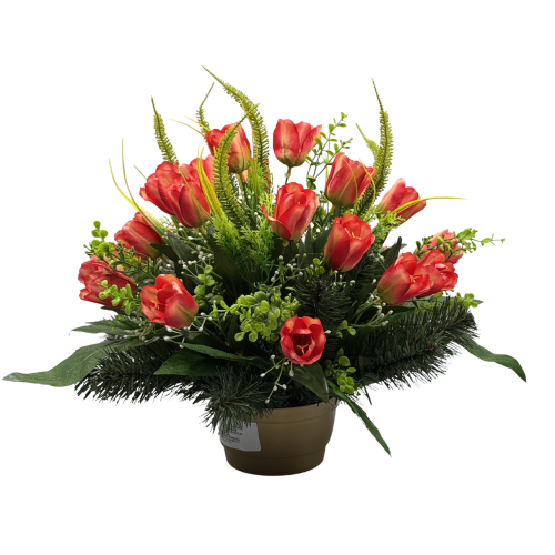 Stroik Wiosenny z Czerwonymi Tulipanami Elegancka Kompozycja Nagrobna w Donicy (5).png