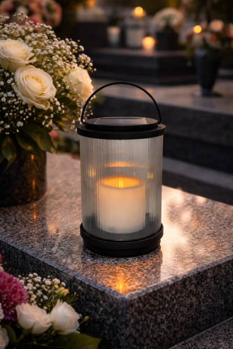 Znicz Latarnia Solarna Cortina Nowoczesne Oświetlenie Nagrobne LED 19cm (3).png