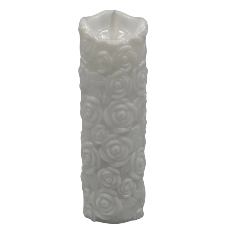 Wkład LED do Zniczy z Bateriami Biały Ciepły motyw Róż Ruchomy Płomień jak Żywy 17,5cm.png