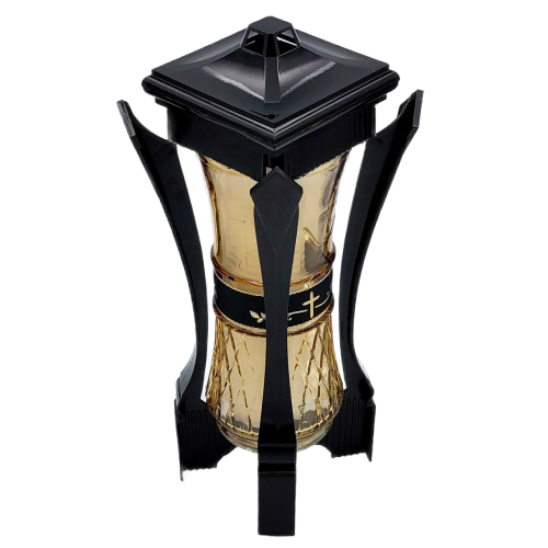 Znicz Kapliczka Złota z Krzyżem Elegancki na Grób 30 cm z Wkładem (1).png
