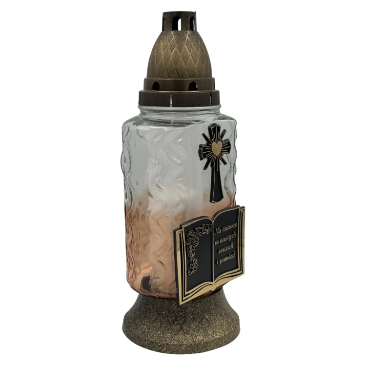 Znicz Szklany z Księgą i Krzyżem Elegancki Lampion Nagrobny 30cm (9).png