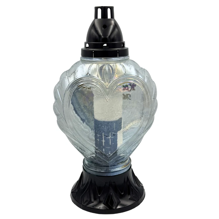 Znicz Szklany Serce z dedykacją Elegancki Lampion nagrobny z motywem róży Wianek (4).png