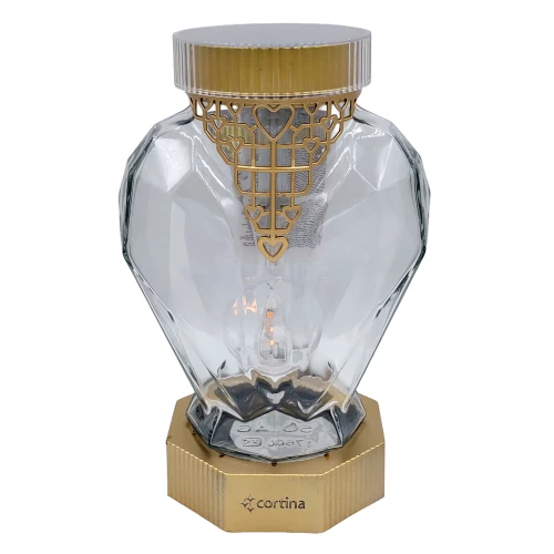 Znicz Solarny LED Szklana Latarnia z Motywem Serc Duży 26 cm złoty (1).webp