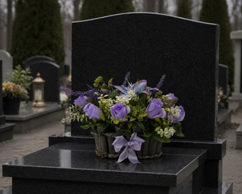 Stroik nagrobny z różami i dekoracyjną lilią Elegancki Koszyk Osłonka Drewniana (2).png