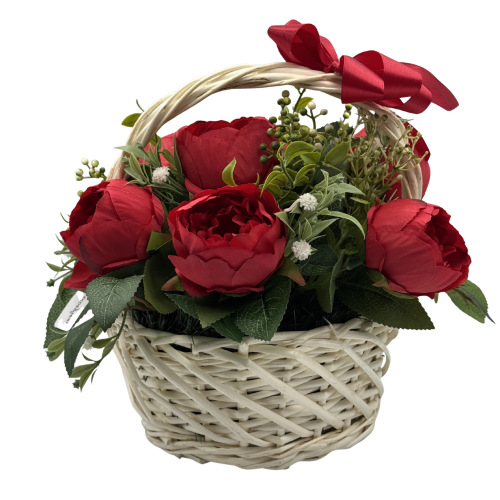 Koszyk Dekoracyjny z czerwonymi piwoniami Elegancka Kompozycja Kwiatowa (5).png