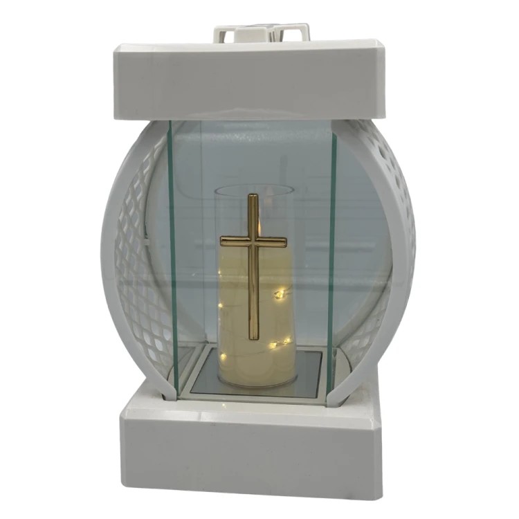 Znicz Kapliczka z Krzyżem Elegancki Lampion Nagrobny z Wkładem Elektrycznym (3).png