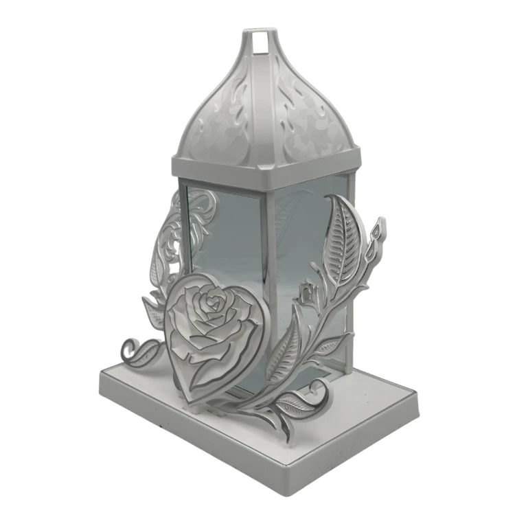 Znicz Nagrobny z Sercem i Różą Elegancki Lampion Szklany 28 cm.png