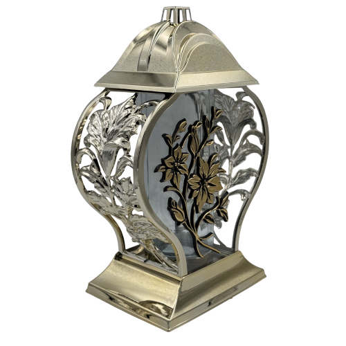 Znicz Kapliczka z Motywem Kwiatów Elegancki Lampion Nagrobny z Lilią (3).png