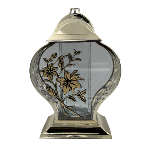 Znicz Kapliczka z Motywem Kwiatów Elegancki Lampion Nagrobny z Lilią (4).png