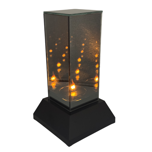 Znicz lustrzany 3D lampion przestrzenny SOLARNY nieskończony płomień 27,5cm (2).png