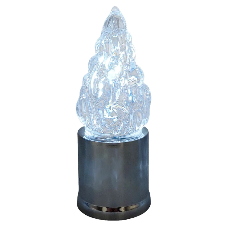 Świeczka srebrna LED wkład do zniczy żywy płomień z bateriami 15 cm (3).webp