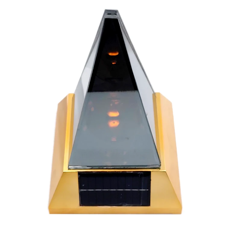 Znicz Solarny LED Złoty 3D Nowoczesny Znicz Solarny na Grób 24,5 cm (1).webp