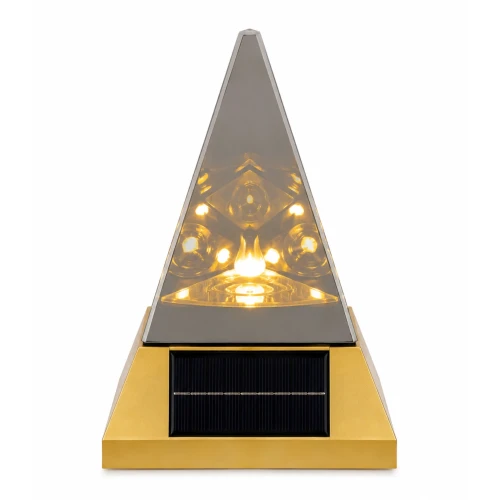 Znicz Solarny LED Złoty 3D Nowoczesny Znicz Solarny na Grób 24,5 cm (2).webp