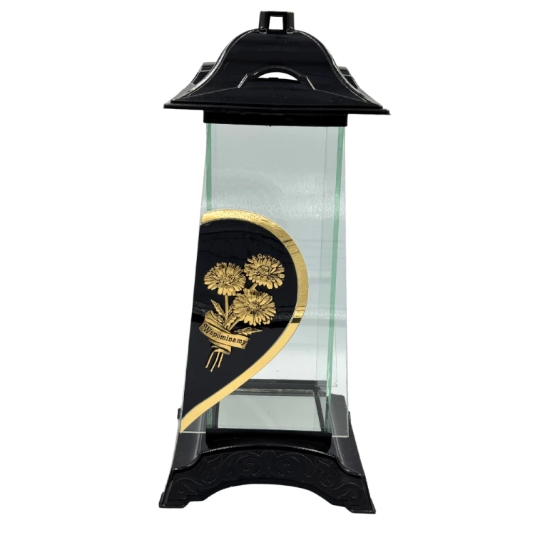 Znicz Nagrobny Kapliczka z Motywem Kwiatów „Wspominamy” Elegancki Lampion (1).jpg