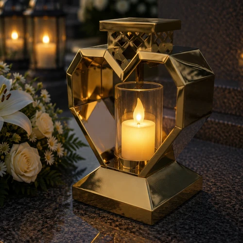 Znicz Nowoczesny Metalowy Geometryczny Serce Lampion pod Wkłady LED (1).webp