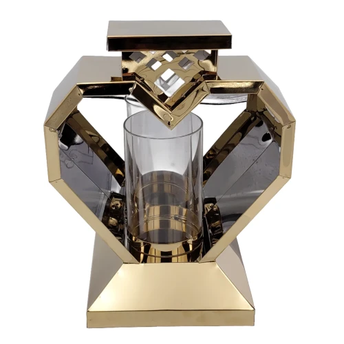 Znicz Nowoczesny Metalowy Geometryczny Serce Lampion pod Wkłady LED (4).webp