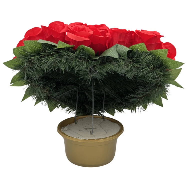 Stroik na grób pomnik w kształcie serca czerwone róże mały kompozycja kwiaty (5).png