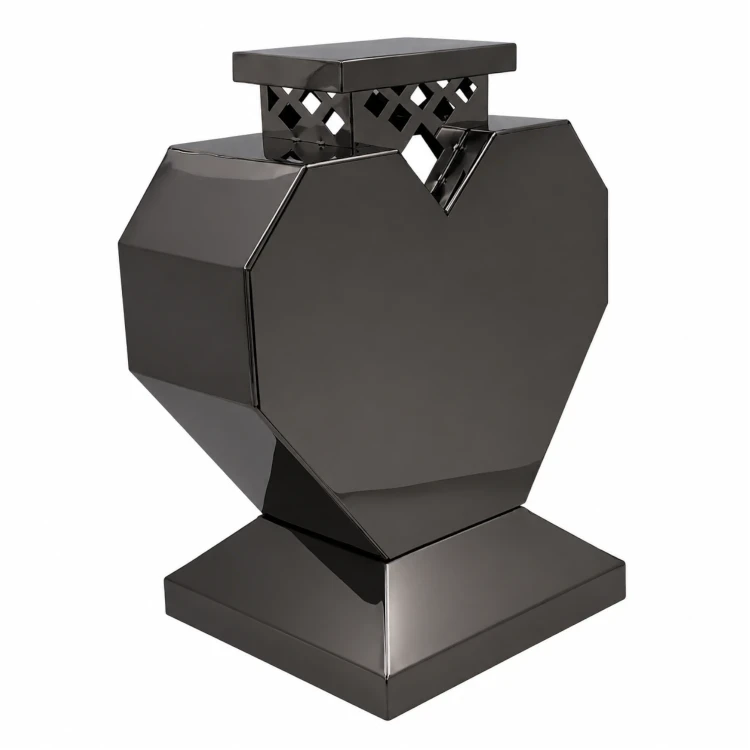 Znicz Nowoczesny Metalowy Geometryczny Serce Lampion pod Wkłady LED Grafitowy (2).webp