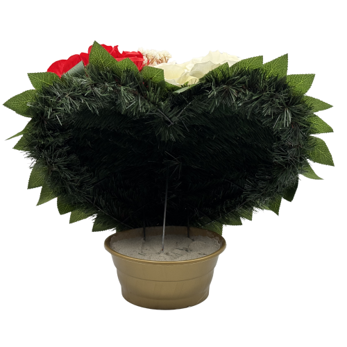 Stroik na grób pomnik w kształcie serca czerwone i białe róże kompozycja kwiaty (3).png