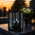 Nowoczesny znicz solarny LED z efektownym lustrzanym wnętrzem czarny