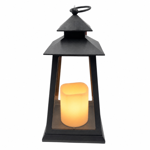 Czarny lampion dekoracyjny LED – nowoczesna forma na nagrobek