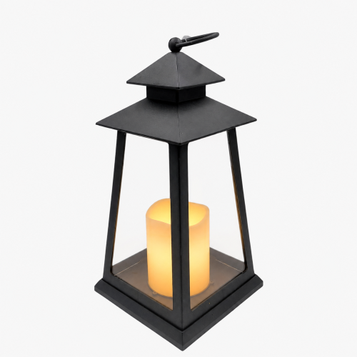 Czarny lampion dekoracyjny LED DUŻY – nowoczesna forma na nagrobek