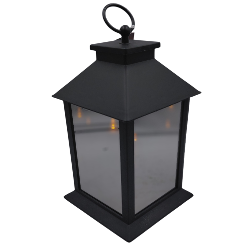 Lampion LED z trzema świecami PREMIUM – ciepłe światło, czarny