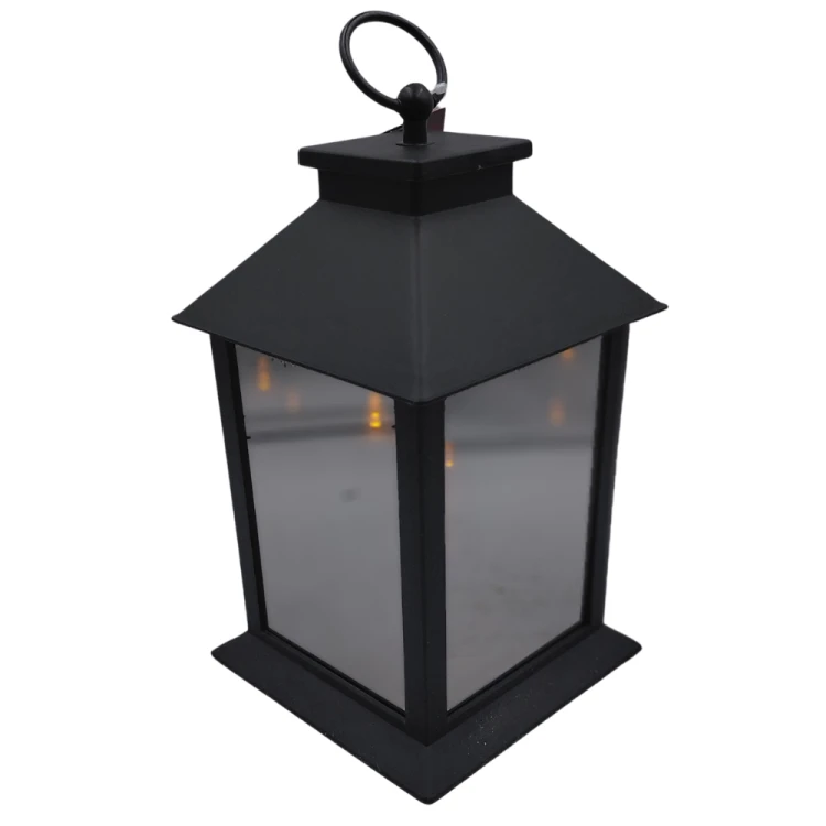 Lampion LED z trzema świecami PREMIUM – ciepłe światło, czarny