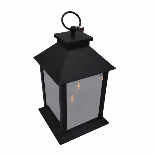Lampion LED z trzema świecami PREMIUM – ciepłe światło, czarny
