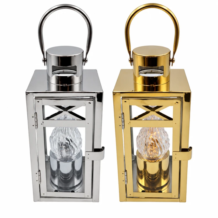 Znicz metalowy typu lampion – złoty / srebrny