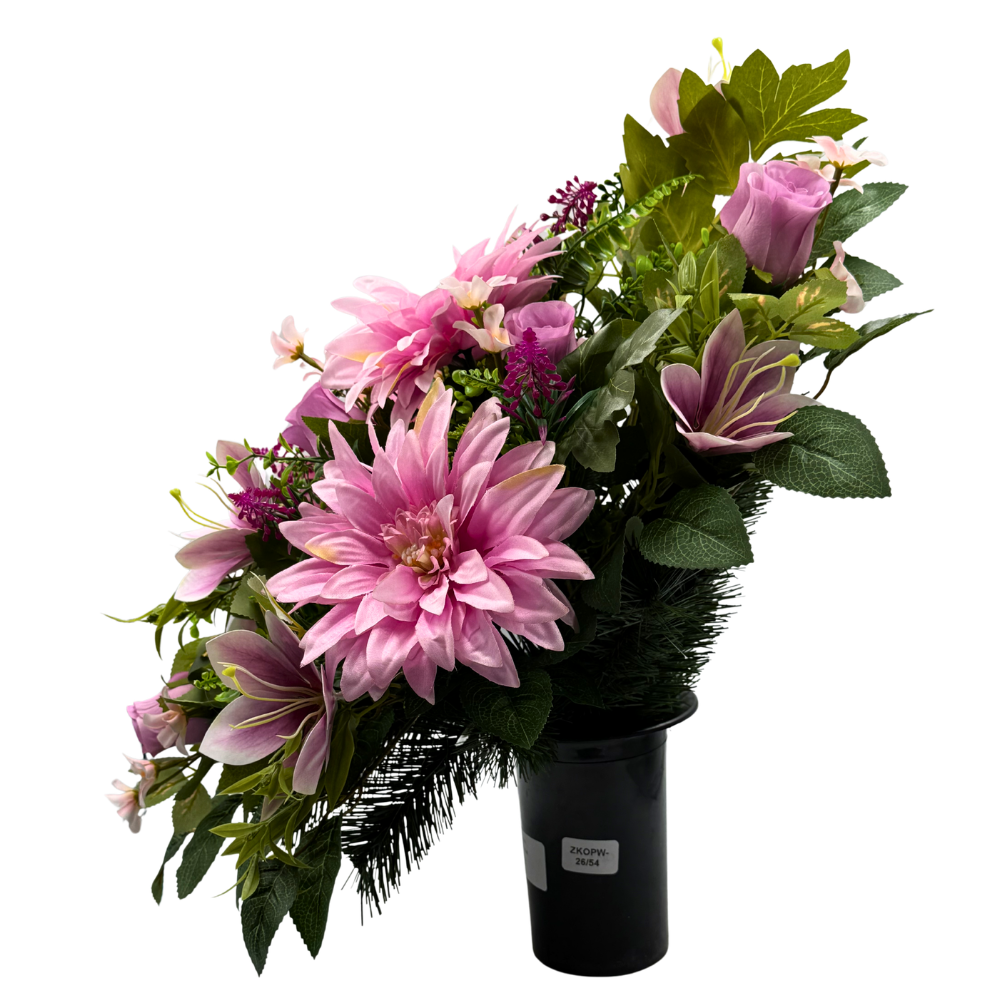 Komplet Stroik nagrobny z daliami i liliami Kompozycja Misa + Wazon (3).png