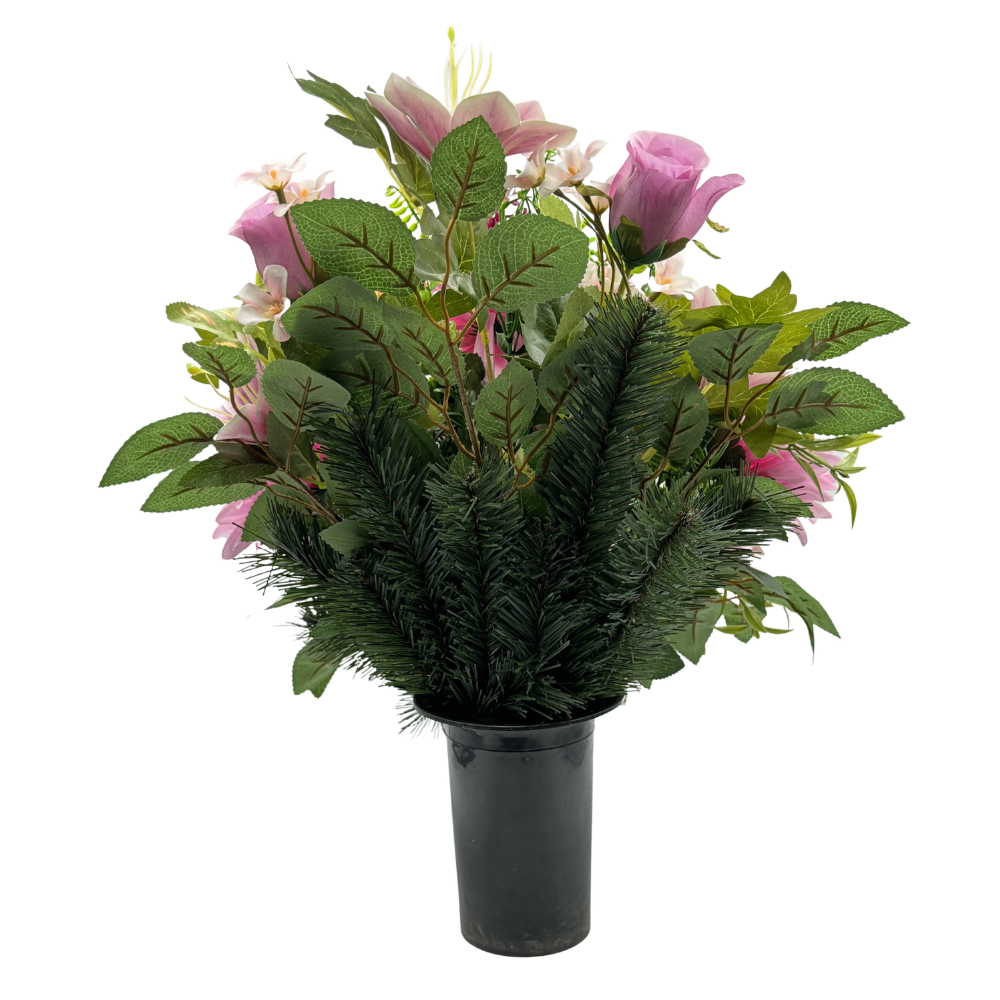 Komplet Stroik nagrobny z daliami i liliami Kompozycja Misa + Wazon (4).png