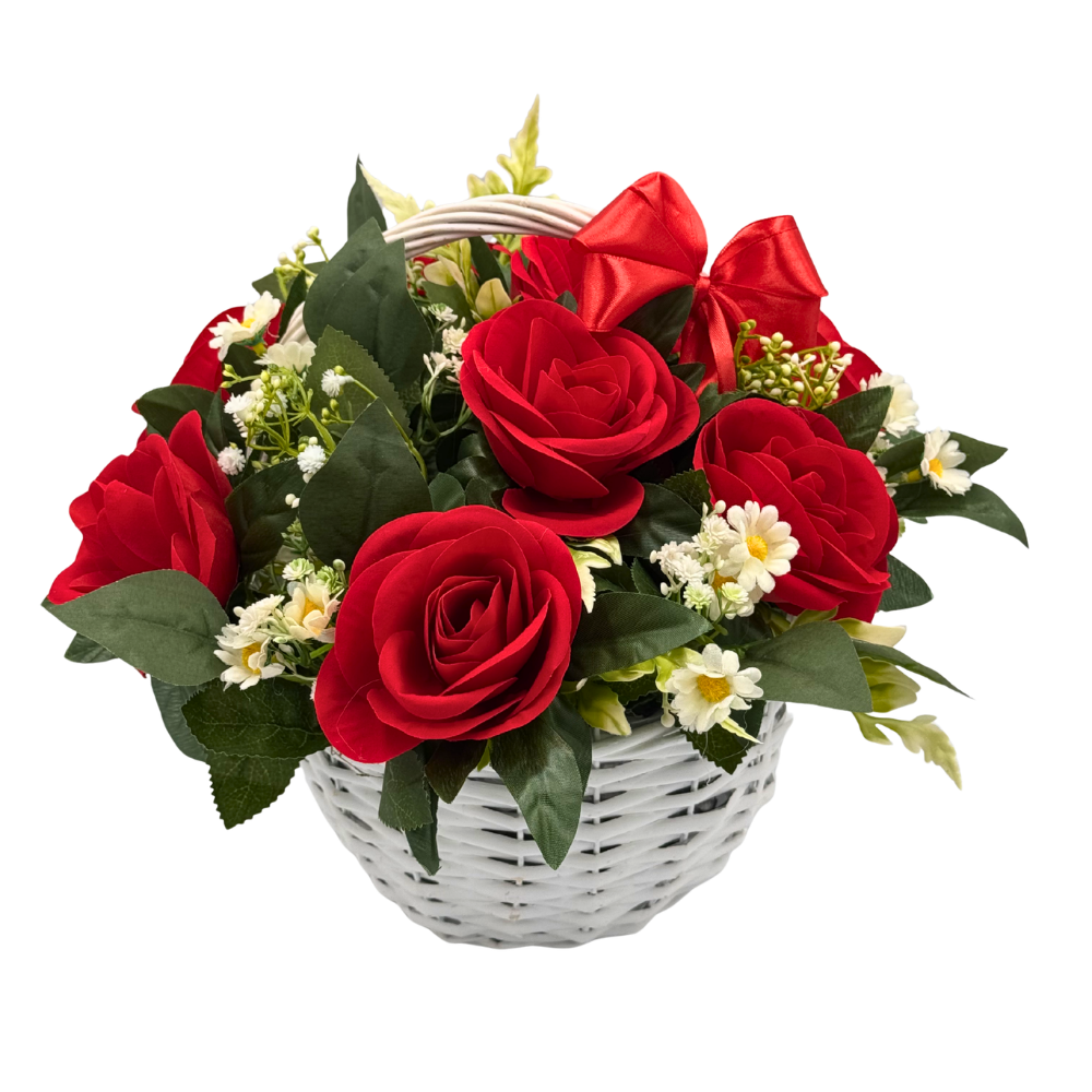 Koszyk z Czerwonymi różami Elegancka Uniwersalna Kompozycja Dekoracyjna (2).png