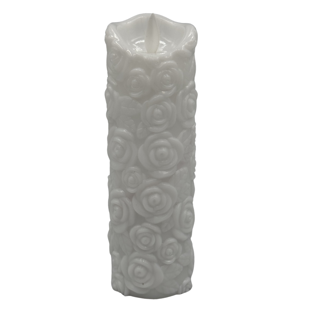 Wkład LED do Zniczy z Bateriami Biały Ciepły motyw Róż Ruchomy Płomień jak Żywy 17,5cm.png