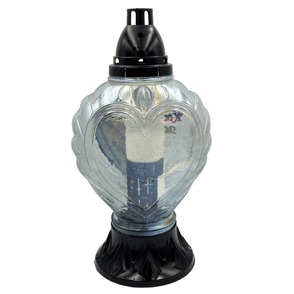 Znicz Szklany Serce z dedykacją Elegancki Lampion nagrobny z motywem róży Wianek (4).png