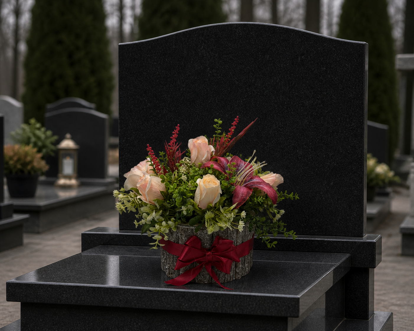 Stroik Dekoracyjny z różami i lilią Elegancka Kompozycja w osłonce z kory (2).png