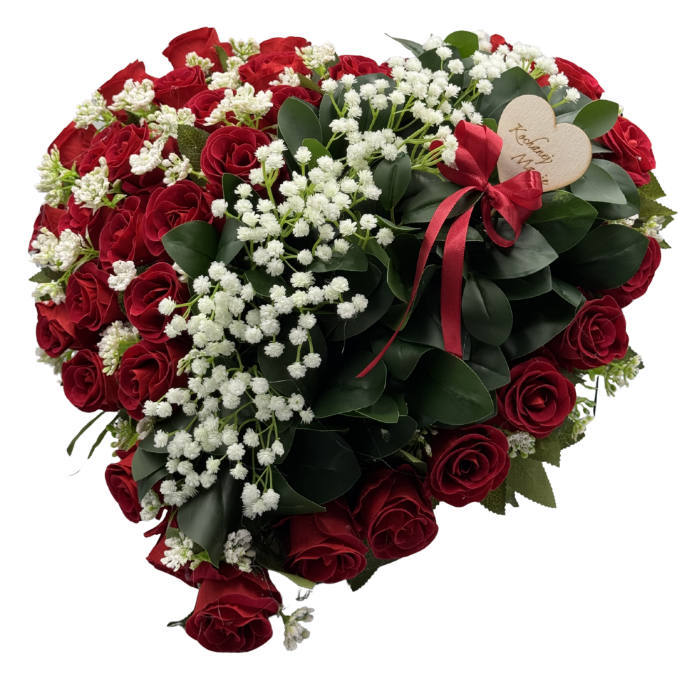 Stroik Nagrobny Serce z czerwonych róż Elegancka kompozycja dla mamy Kochanej Mamie (3).png