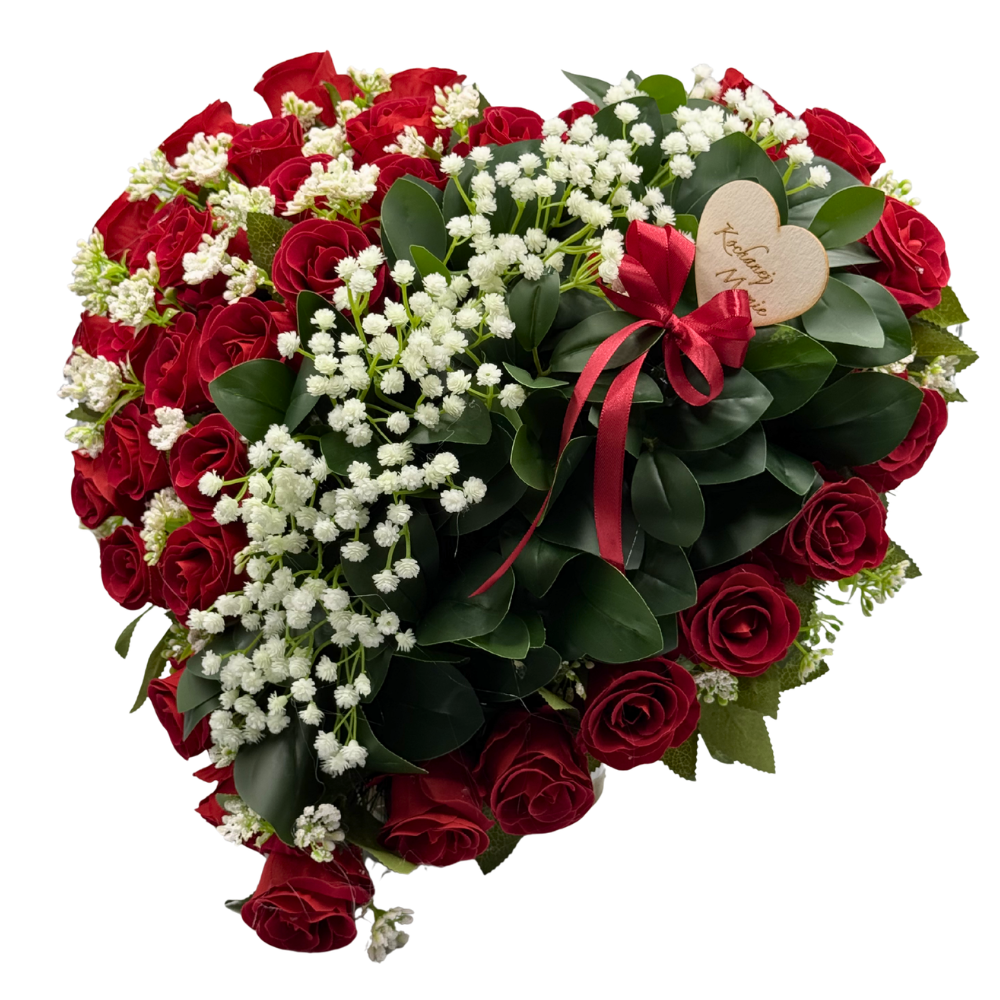 Stroik Nagrobny Serce z czerwonych róż Elegancka kompozycja dla mamy Kochanej Mamie (1).png
