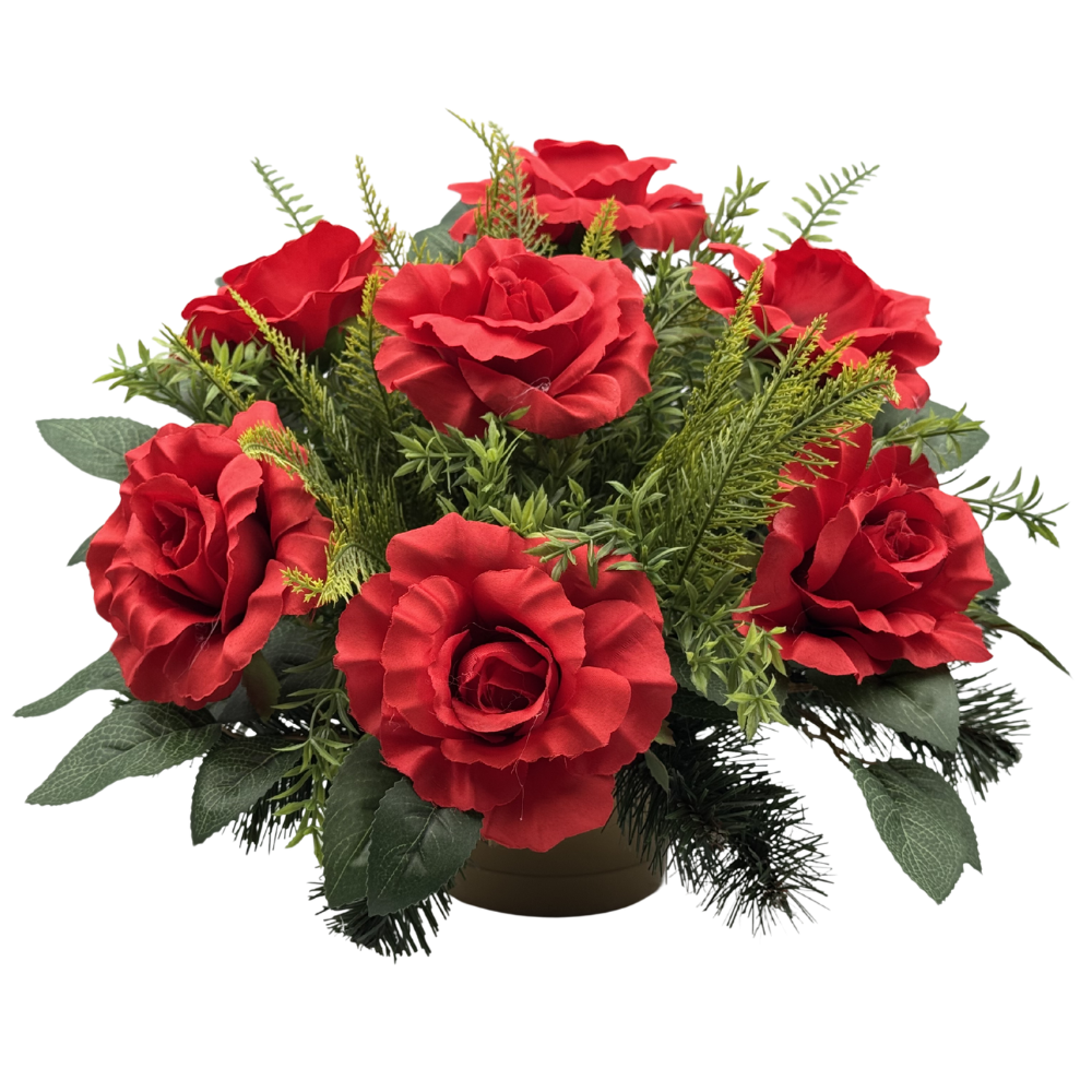 Stroik nagrobny w misie z czerwonymi różami Elegancka dekoracja na grób (1).png