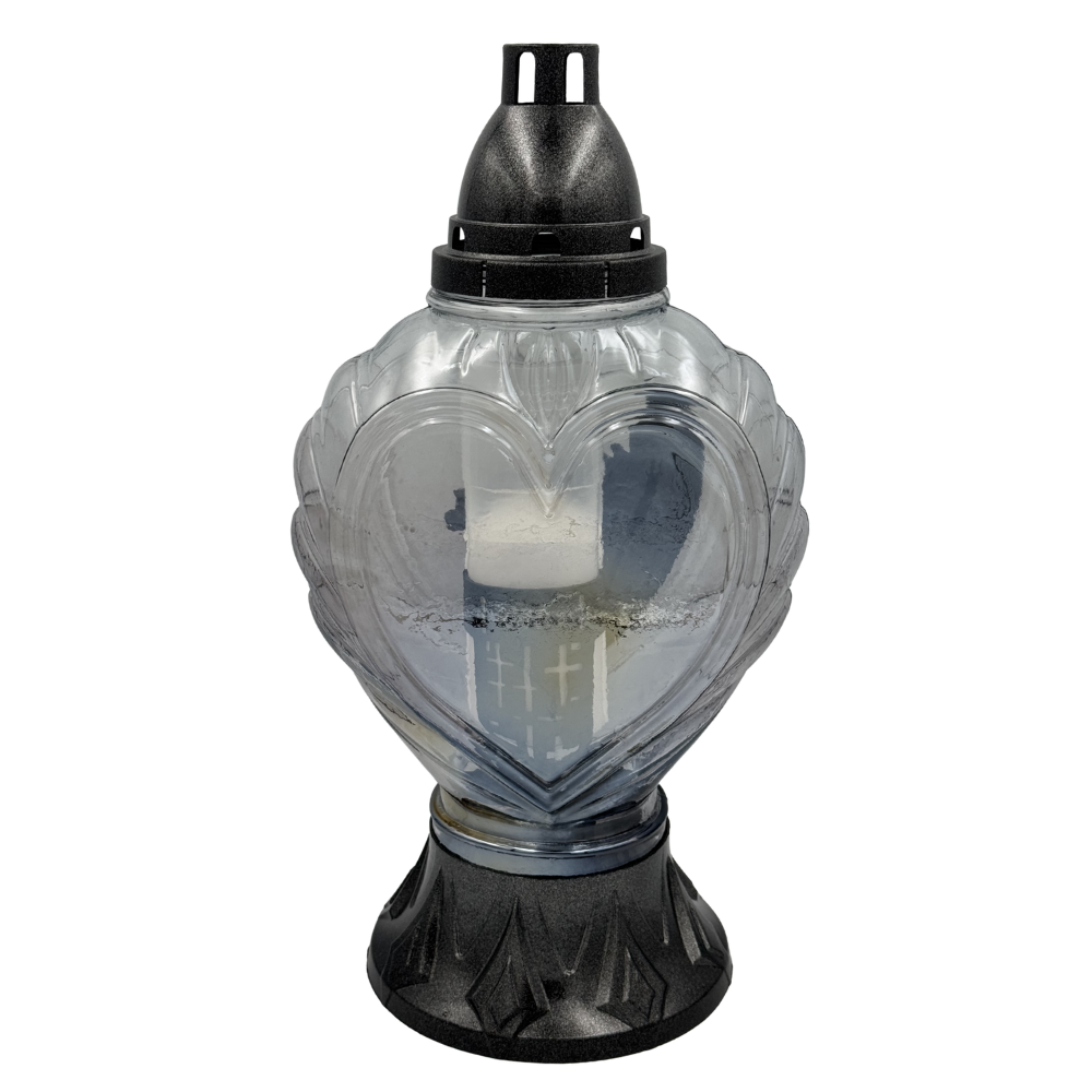 Znicz Szklany Serce z dedykacją Kochanym Rodzicom Lampion nagrobny z motywem róży Wianek (10).png