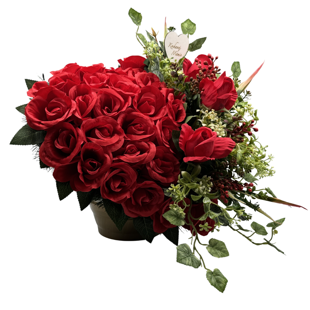 Stroik Nagrobny Serce z czerwonych róż Elegancka kompozycja dla mamy Kochanej Mamie (16).png