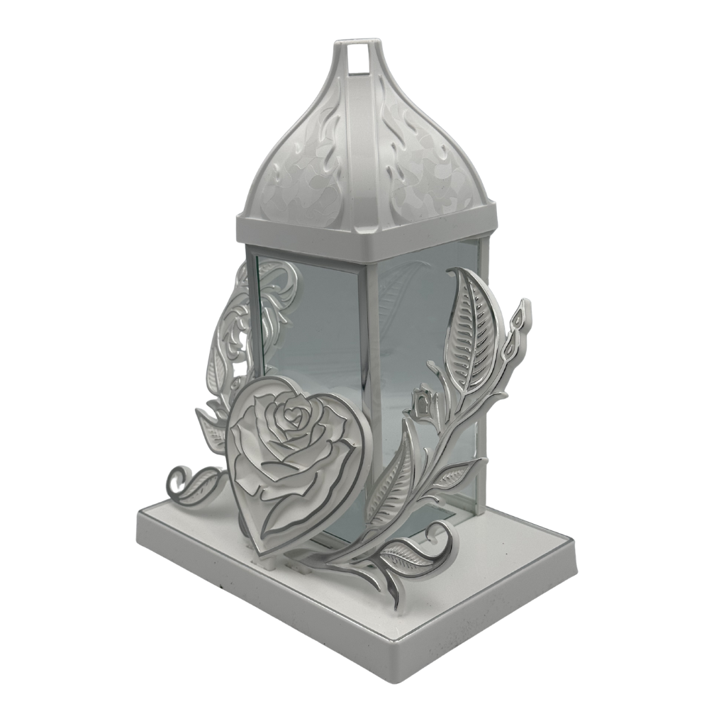 Znicz Nagrobny z Sercem i Różą Elegancki Lampion Szklany 28 cm.png