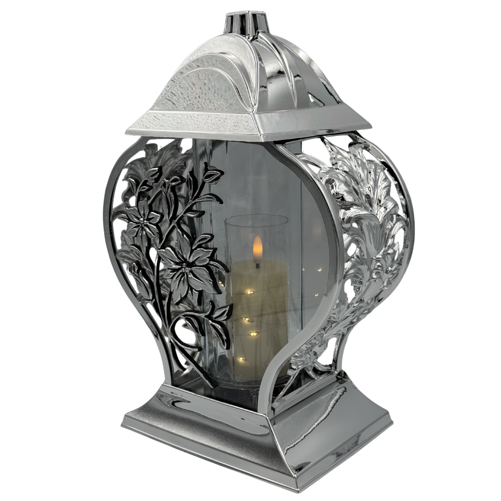 Znicz Kapliczka z Motywem Kwiatów Elegancki Lampion Nagrobny z Lilią (5).png