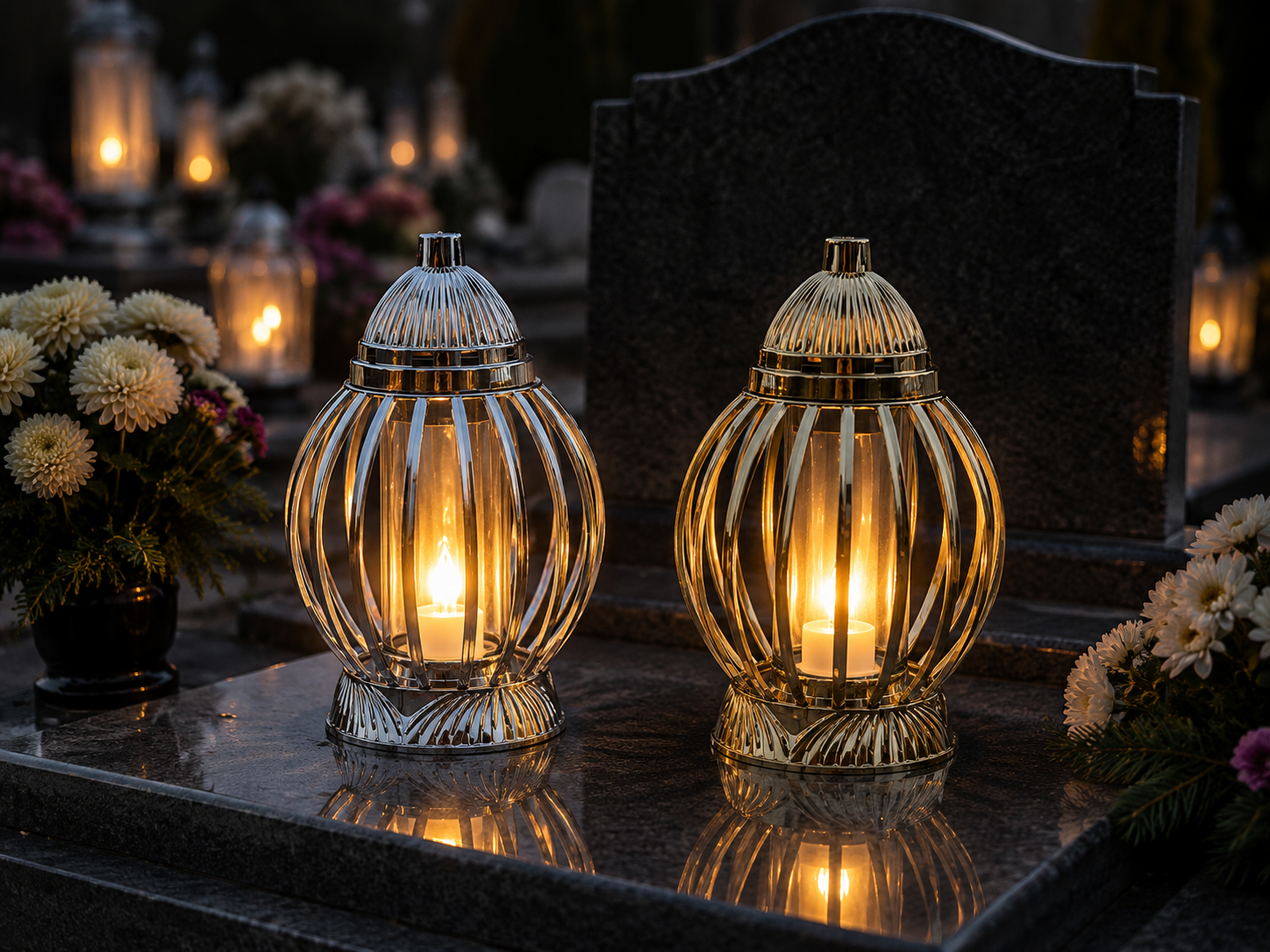 Znicz Ażurowy nowoczesny Lampion Nagrobny Duża Kula Elegancka Luksusowa.png