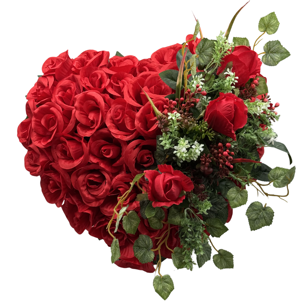Stroik Nagrobny Serce z czerwonych róż Elegancka kompozycja na Grób (3).png