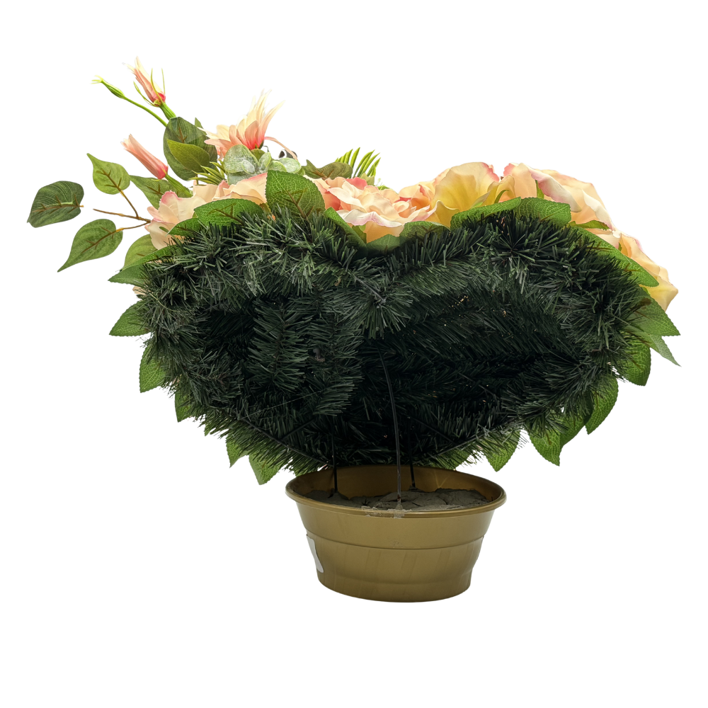 Stroik Nagrobny w kształcie Serca Elegancka Kompozycja Różowe Róże Clematis z dodatkami (2).png