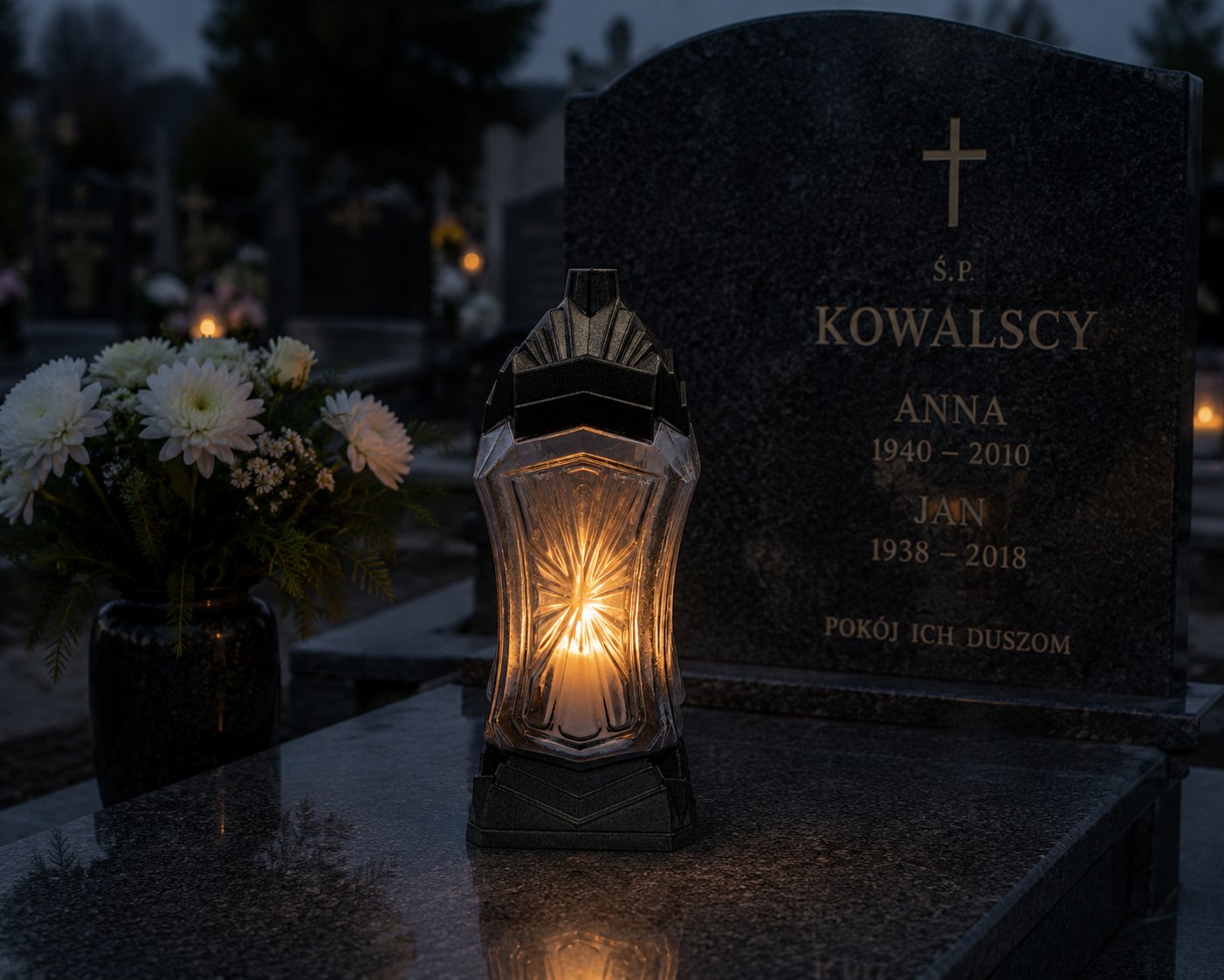 Znicz Artstyczny Elegancki Nowoczesny Lampion Nagrobny Dymny z Wkładem.png